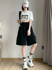Pantalones Cortos Casuales de Verano para Mujer, Estilo Dulce y Fresco, Finos, de Secado Rápido, Corte , Estilo American... - vino tinto - Ver 7