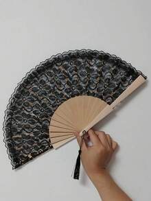 1件波點手搖扇，輕巧可折疊，適合夏季日常使用，可作為海灘場景與日常穿搭的精美拍照道具，時尚涼感配件 - 多色 - 查看 9