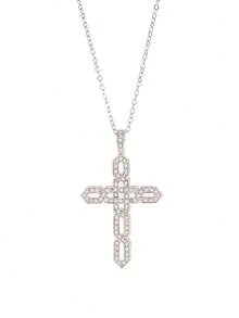 1pc Fashion Versatile Personalized Vintage Gothic Elegant Luxury Cubic Zirconia Inlaid Geometric Creative Design Necklace, Unisex, Suitable For Daily Wear, Banquet Party, Travel Vacation, Can Be A Beautiful Gift For Family And Friends - Multicolor - View 6