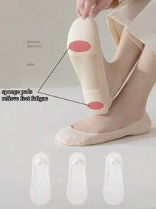 Women's Solid Color Invisible Boat Socks For Daily Wear, Suitable For High Heels - Multicolor - View 11