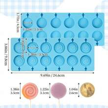 1/2pcs Lollipop Mold With 100 Plastic Sticks, Round Silicone Mold For Chocolate, Candy, Hard Candy, Fondant, Cake Decoration - Baby Blue - View 3