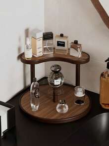 Desktop Storage Rack - Easy Assembly, Minimalist Style, Bathroom, Entryway, Office, Living Room Storage Shelf - Space-Saving Perfume, Cosmetics, Cup Organizer, Multi-Functional Storage Rack - Upgraded Walnut Color - View 3