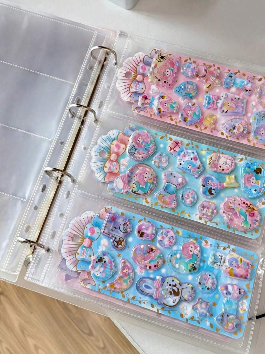 A4 Cute Sticker Storage Book - Matte PP Cover With Elastic Band, Reusable Sticker Album For 3D Glitter Stickers And Planner Supplies,Back To School - A4 - View 1