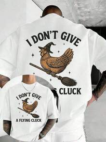 [New products] Men's Fashion Crew Neck Short Sleeve T shirt, Solid Color Double sided Print, Comfortable Breathable For Summer, Versatile Funny Pattern Casual Tees For Daily Wear - Bianco - Visualizzare 6