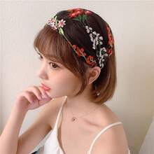 1pc/2pcs Lace Mesh Floral Wide Band Hair Tie, Breathable Face Wash Head Wrap, Simple Grey Hair Cover For Outings, Daily Hair Accessory For Makeup, Washing, Postpartum Hair Care, Multi-Use Headband, Bathroom Hair Accessory, Headscarf, Hair Band - Lace Mesh - View 3