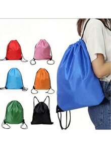 Lightweight Drawstring Bag - Durable, Compact And Washable Neutral Backpack, Perfect For Outdoor Sports, Camping, Hiking, And A Great Choice For American Football Fans! Drawstring Bag, Thickened Waterproof Solid Color Backpack - Multicolor - View 13