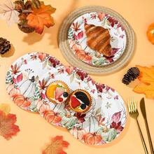 - Platos de papel de calabazas de otoo, hojas de calabaza rsticas, plato de desechable de pulgadas, plato de postre de otoo para cumpleaos, shower, suministros para - 24 - Ver 4