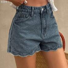 xuehuamaoyi02  Shorts vaqueros sueltos y casuales para mujer, estilo de vacaciones de verano - Blanco - Ver 6