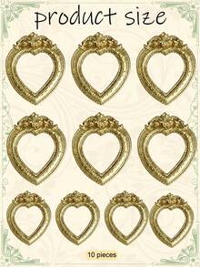 12pcs/10pcs/6pcs Set Vintage Mini Baroque Hollow Resin Photo Frame, DIY Dollhouse And Fairy Tale Scene Decoration, Mini Landscape Craft Ornament, Personalized Photo Display, Gift For Family And Friends, Jewelry Display And Nail Art DIY Accessory - Multiple Styles - View 20