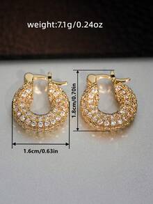 1 pereche de cercei tip hoop eleganți din zirconiu cubic, de damă, potriviți pentru nuntă, logodnă, petrecere de aniversare, cadou de Ziua Îndrăgostiților - 1# - Vizualizare 9