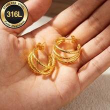 High-Quality Stainless Steel Dangling Earrings High-Polished Natural Finish,Hypoallergenic 316L Ear Post, Unique Shapes Unisex Jewelry Earrings - A - View 5