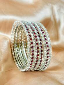 Juego de 9 pulseras y brazaletes estilo palacio con incrustaciones de diamantes de imitación, joyería para uso diario, bodas, citas y fiestas para mujeres - 9 piezas - Ver 5