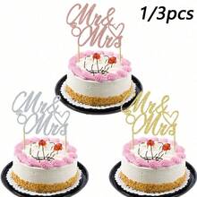 1/3個裝 亮片 Mr & Mrs 蛋糕插牌 - 婚禮、訂婚、結婚週年蛋糕裝飾插牌 - 彩色 - 查看 1