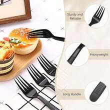 Black Disposable Plastic Forks 100 Count Extra Heavy Duty Heat Resistant Solid Durable For Party Supply Weddings Everyday Use Premium Bulk Heavy Duty Plastic Forks For All Events - Default - View 8