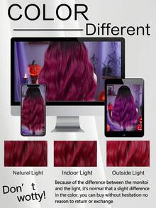 22 Inch Long Body Wave Layered Hair With Bangs Red Ombre Synthetic Wig For Women,Long Body Wave Layered Hair With Bangs Heat Resistant And Breathable Wavy Hairstyle,Red Ombre Hair Wig For Bold Style Suitable For Any Face Shape And All Styles - Red Ombre - View 9