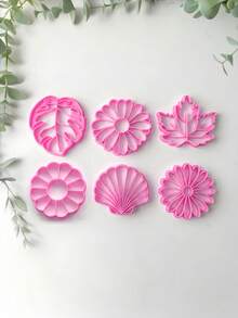 Cortadores de arcilla de naturaleza & botánica, moldes de arcilla polimérica para joyería boho, herramientas de manualidades DIY para pendientes de hojas & flores & accesorios hechos a mano - Rosa - Ver 4