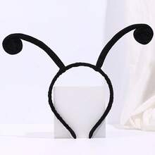[Solid Color Headband], Retro Y2K Style, With Fabric Animal Antennae - Cartoon Insect Design, Such As Bees And Butterflies, Suitable For Halloween Parties And Performance Costumes - Plain Hair Accessory, No Feathers - View 2