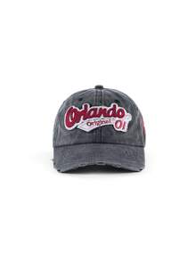 Rollcall Unisex Distressed "Orlando 01" Embroidered Baseball Cap - Vintage Adjustable Outdoor Casual Hat,Beach,Travel - A - View 2