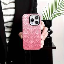 Funda para teléfono con diseño de calaveras en rosa, compatible con fundas para teléfonos , Apple, VIVO, OPPO, , Transsion, ,  y Honor. Hecha de material TPU, tiene protección contra golpes y caídas. Es un excelente regalo para amigos y familiares. - Negro - Ver 2