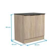 Miroytengo Conjunto de muebles cocina Arko Roble Áspero y Negro con módulos: 3 cajones, horno 60 cm, 2 puertas, 2 módulos aéreos 80 y 60 cm ancho con estantes internos. Almacenamiento Cocina 60x86x60 cm. - Negro - Madera claro - Ver 7