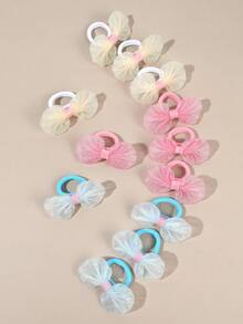 12 Stücke/2 Stücke süße Fischschwanz-Haargummi, bunte Glitzer-Tüll-Haargummis, Pferdeschwanz, Bubble-Zopf, Haaraccessoires Geschenke für Mädchen und Teenager, Schulkleidung - Verschiedenfarbig - Übersicht 7