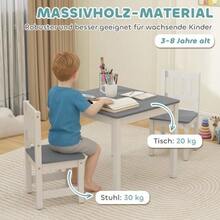 Children's Table With 2 Chairs, 3-Piece Children's Lounge Set, Children's Furniture, 56 X 52 X 48 Cm, Grey - Grey - View 6