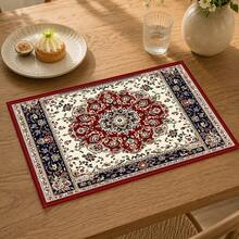 1pc Persian Style Placemat, Breakfast Mat, Coffee Mat, Coaster Set, Bowl & Plate Mat, Home Decor, Kitchen Accessory, Easy To Clean Placemat, Suitable For Family, Kitchen & Dining Table Decor, Holiday Gift, Multi-Piece Set, Linen Placemat - Multicolor - View 7