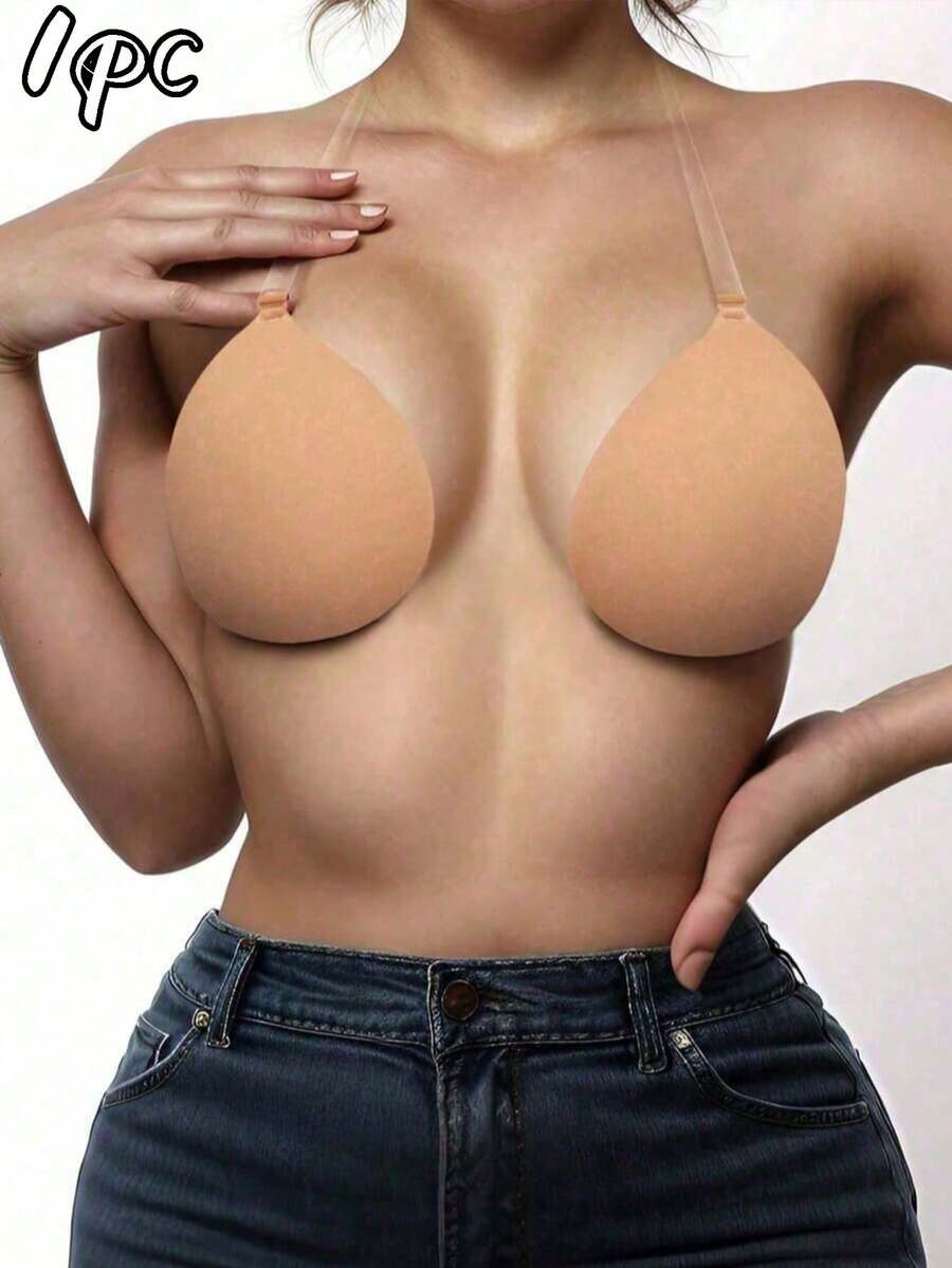 1 pieza Sujetador sin tirantes con alas de ángel, convertible con tirantes desmontables, diseño sin espalda que ofrece levantamiento y soporte fuertes, viene con tirantes autoadhesivos transparentes, perfecto para vestidos con escote profundo y sin espalda. Material de silicona premium con adhesión confiable, ideal - Multicolor - Ver 1