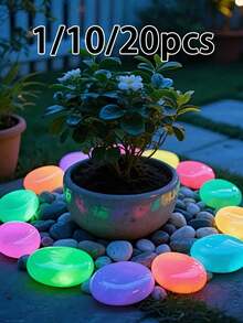 Large Illuminated Flat Stones, Multicolor Glow Stones, Luminous Pebbles, Suitable For Garden, Pathway, Yard, Outdoor Decor, Landscape, Christmas Party DIY, Aquarium, Fish Tank, Indoor And Outdoor Use - Multicolor - View 6