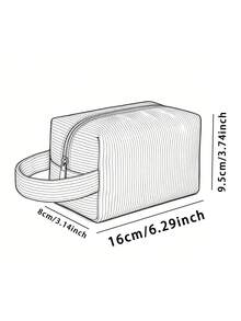1 pieza Bolsa de pana con estampado de gato con asa, bolsa de maquillaje y artículos de tocador, cierre con cremallera. Plegable, duradera, multiusos para viajes, uso diario y estudiantes - Multicolor - Ver 8