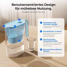 Waterdrop Water Filter Pitcher Refrigerator Water Filter Jug With 3-Month Filter, 2.5 L, Reduces Fluoride, Chlorine, And More, NSF-Certified, Blue (Replacement Filter: WD-PF-01A Plus) - 藍色 - 查看 6