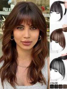Aplique de Cabelo 3D com Franja, Peça de Cabelo Invisível e Fofa com Repartição Central, Penteado Natural e Elegante, Cobre Cabelos Brancos, Presilhas de Garra, Garras de Cabelo, Deslizante de Cabelo, Presilhas de Cabelo, Acessórios de Cabelo, Extensão de Cabelo, Acessórios de Cabeça, Grampo de Cabelo - Multicolorido 4 - Visão 14