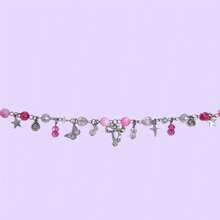 Pulseira Casal Nana Hachi e Nana Osaki - Pulseira de Casal e Amizades Kawaii com miçangas e pingente - Rosa Bebê - Visão 2