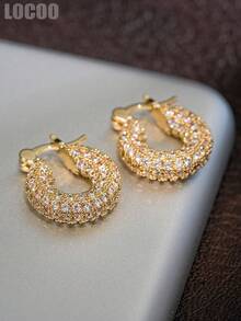 1 pereche de cercei tip hoop eleganți din zirconiu cubic, de damă, potriviți pentru nuntă, logodnă, petrecere de aniversare, cadou de Ziua Îndrăgostiților - 1# - Vizualizare 6