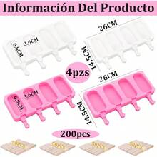 Moldes para Helados de Silicona Paquete de 4, 16 Cavidades Totales+ Palillos de Helado, Grado Alimenticio Sin BPA, Reutilizables para Paletas, Postres y Mousse4PCS - Blanco - Rosa - 4PCS-Blanco-Rosa - Ver 4