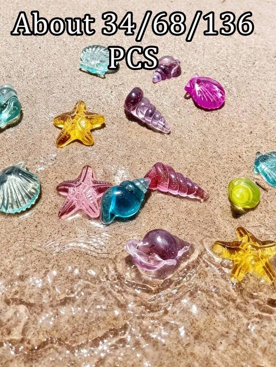 Sekitar 34/68/136 PCS Cangkang Buatan Kristal Transparan Berwarna-warni, Cocok untuk Akuarium & Kolam Ikan - Bintang Laut & Dekorasi Realistis, Dekorasi Akuarium Bertema Pantai DIY, Dekorasi Tepi Kolam, Pemandangan Akuarium untuk Pesta, Tata Letak Habitat Ikan - beraneka warna - View 1