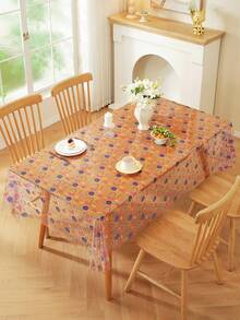 1 pieza Mantel de PVC con estampado de arcoíris lindo, impermeable, resistente al aceite y a las manchas, mantel rectangular para mesa de comedor, adecuado para restaurante - Multicolor - Ver 5