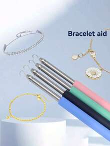 1/2Pcs Stainless Steel Bracelet Fastener Helper, Jewelry Helper Bracelet Clasp Helper, Portable Bracelet Tool Jewelry And Hooking Equipment Bracelet Attachment Tool, Adjustable Bracelet Fastener - Easy-To-Use Jewelry Helper For Women - Multicolor - View 3
