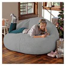 Sofá Perezoso de Vellón de Cordero Transfronterizo Sala de Estar Estudio Casual Individual Doble Puf de Felpa Sillón Funda de Sofá - Gris Claro - Ver 4