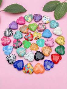 20/10/1pc Random Polished Heart-Shaped Palm Stone, Natural Pocket Stone, Charming Heart-Shaped Crystal, Multicolor Mini Heart-Shaped Crystal, Perfect Gift, DIY Jewelry Decoration, Valentine's Day Gift, Graduation Gift - Multicolor - View 3