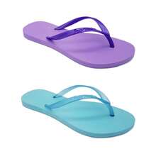 Kit Of 2 Pairs Of Women's Slim Flip-Flops, Flat Sandals, Lilac Green, Comfortable, Lightweight, Soft, Original F02 - Tím nhạt/Xanh lá cây - Xem 4