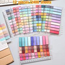 12piezas/ 2400 Hojas Notas Adhesivas de Índice Multicolor Degradado Mezclado, 200 Hojas por Tarjeta, Con Regla, Pegatinas Marcadoras de Página Autoadhesivas, Papelería de Oficina y Estudio, Para Clasificación de Archivos y Toma de Notas - Unitalla - Ver 12