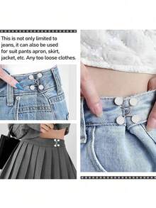 2/4/6/8Sets Nail-Free Metal Jeans Button Snaps Detachable Pants Clips Buttons Pins DIY Waist Tightener Clothing Buckles Sewing Tools - Multicolor - View 11