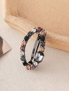 1pc Colorful Rhinestone Spring Clip Round Rhinestone Hair Clip Back Head Top Clip Hair Clip Horizontal Clip Ponytail Clip Women Hair Accessory,Clips For Hair - Multicolor - View 1