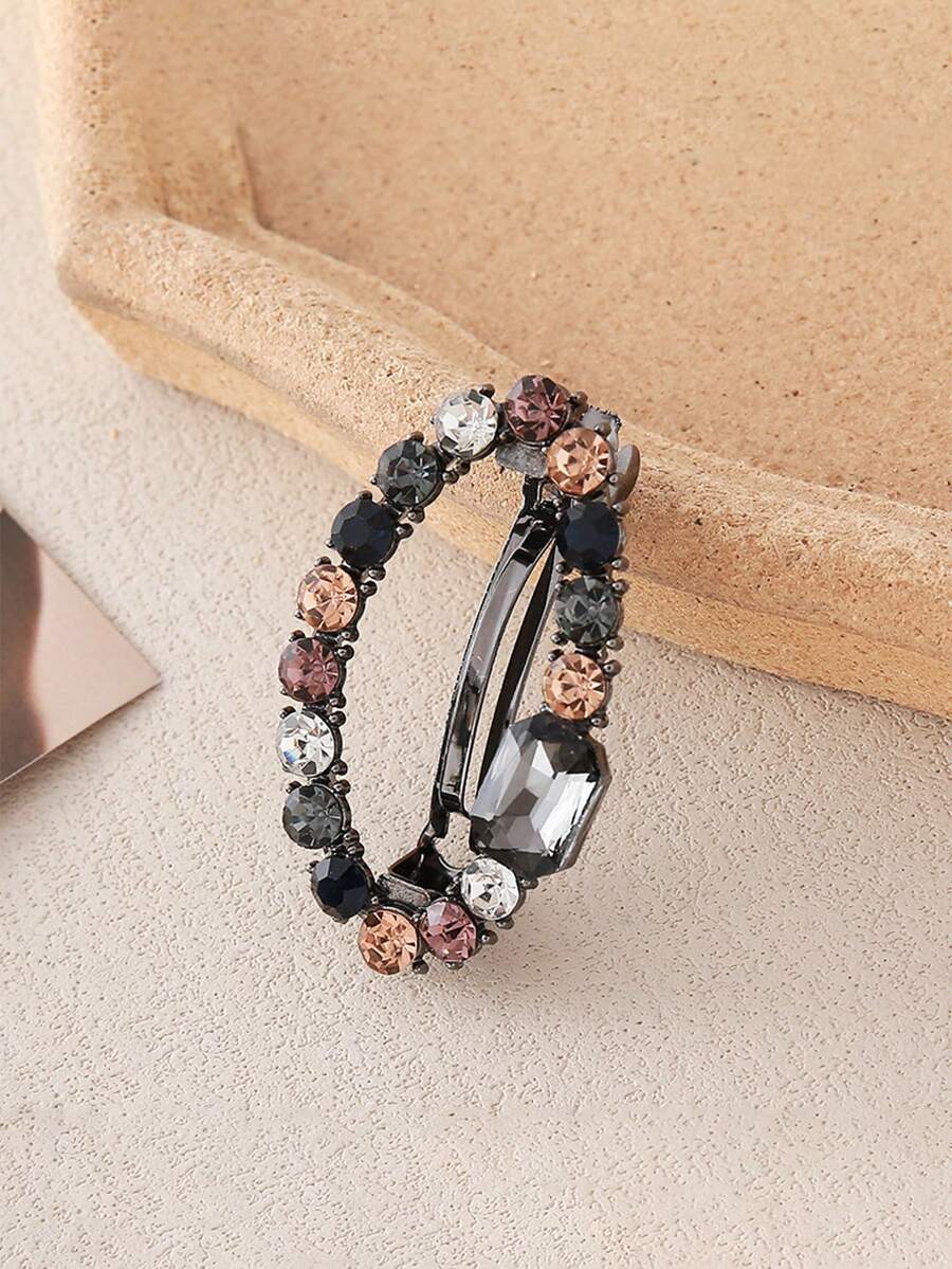 1pc Colorful Rhinestone Spring Clip Round Rhinestone Hair Clip Back Head Top Clip Hair Clip Horizontal Clip Ponytail Clip Women Hair Accessory,Clips For Hair - Multicolor - View 1