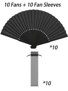 1/3/5/10 piezas Abanico plegable clásico negro, marco de bambú, adecuado para estilo chino o español, ideal para bodas, fiestas, actuaciones, baile, decoración del hogar, festivales, cumpleaños y regalos de graduación - Multicolor - Ver 10