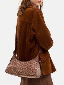 Coach Ella 35 Women's Shoulder Bag Hobo Purses Zipper Bag - 棕色 - 查看 2