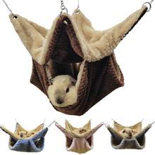 1pc Soft Coral Fleece Dual-Color Anti-Bite Chain Small Pet Double-Layer Warm Hammock, Suitable For Hamsters, Sugar Gliders, Squirrels And Other Small Climbing Pets For Resting And Sleeping, Detachable And Washable, Multiple Colors And Sizes Available, Suitable For Autumn And Winter Seasons. - A - View 1