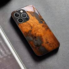 24h Shipping From DE – Coque téléphone : Motif d'art en bois de résine épissé, verre trempé noir – Élégante – Apple  11/12/13/14/15/16/17 Pro Max/Plus/SE/Air –  Galaxy S21/S22/S23/S24/S25 Ultra - 1 imagen principal - Ver 2