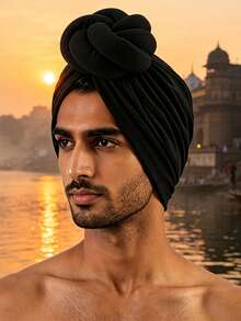 1pc Men's 3D Cable Knit Ball Beanie Hat Hair Loss Cap Suitable For Daily Use - Black - View 4
